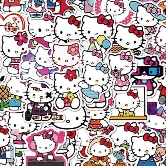 Hello Kitty Sticker Self-Adhesive Laptop Water Bottle White Cat Bow Gardening - Picture 5 of 5